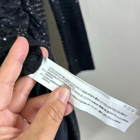 NWT Zara Draped Sparkly Black Dress Long Sleeve size Medium - Picture 13 of 16